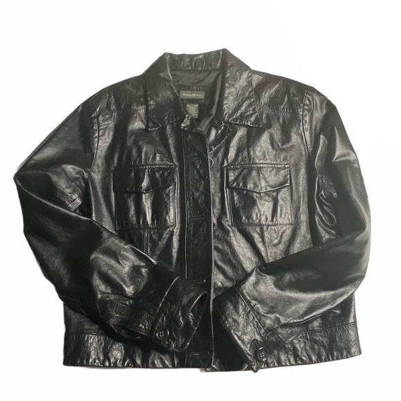 Banana Republic Jackets & Blazers - Vintage 90’s: Banana Republic 𖣔 Moto Biker Leather Jacket 𖣔 Black Large